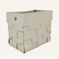 Woven magazine holder LORY in regenerated leather, Italian craftmanship