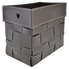 Woven magazine holder LORY in regenerated leather, Italian craftmanship