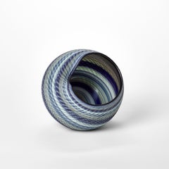 Woven Mandala Blue Jade (Lg I), a blown glass sculptural vessel by Layne Rowe