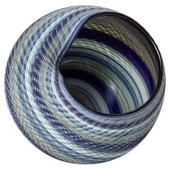 Woven Mandala Blue Jade (Lg I), a blown glass sculptural vessel by Layne Rowe