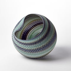 Woven Mandala Blue Jade (Lg II), a blown glass sculptural vessel by Layne Rowe