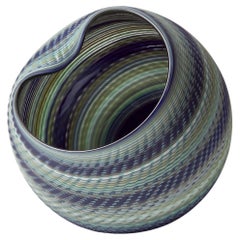 Woven Mandala Blue Jade (Lg III), a blown glass sculptural vessel by Layne Rowe