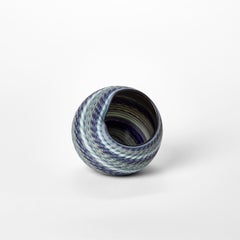 Woven Mandala Blue Jade (Med II), blown patterned glass sculpture by Layne Rowe