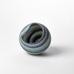 Woven Mandala Blue Jade (Sm), a blown glass sculptural vessel by Layne Rowe
