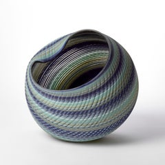 Woven Mandala Blue Jade (X.Lg I), a blown glass sculptural vessel by Layne Rowe