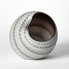 Woven Mandala (Lg II), neutral hued woven textured glass sculpture by Layne Rowe