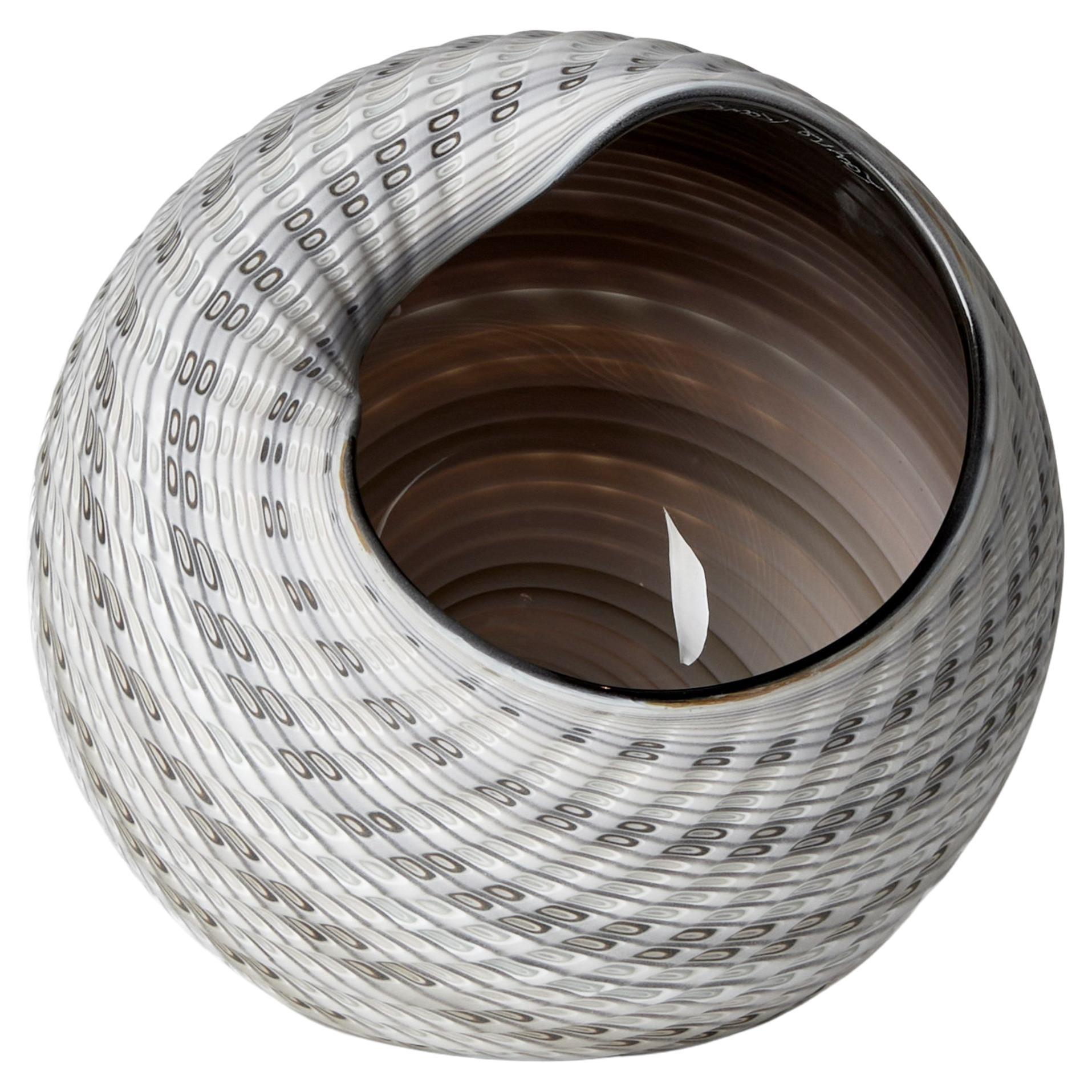Woven Mandala (Med I), neutral coloured shell-like glass sculpture by Layne Rowe
