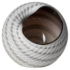 Woven Mandala (Med I), neutral coloured shell-like glass sculpture by Layne Rowe