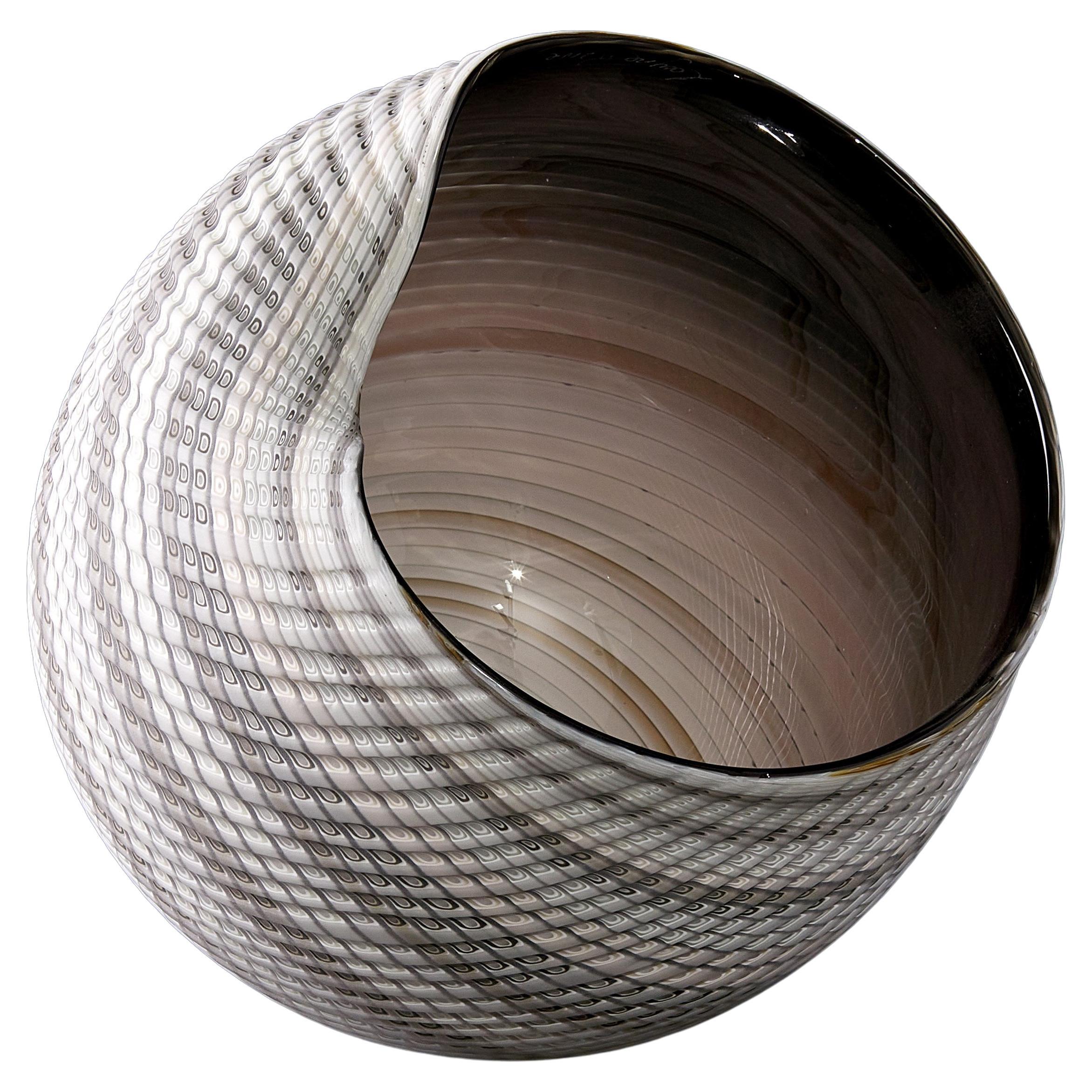 Woven Mandala No 10, an Organic Textured Glass Sculptural Vessel by Layne Rowe