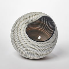 Woven Mandala No 5, a neutral palette textured glass sculpture by Layne Rowe