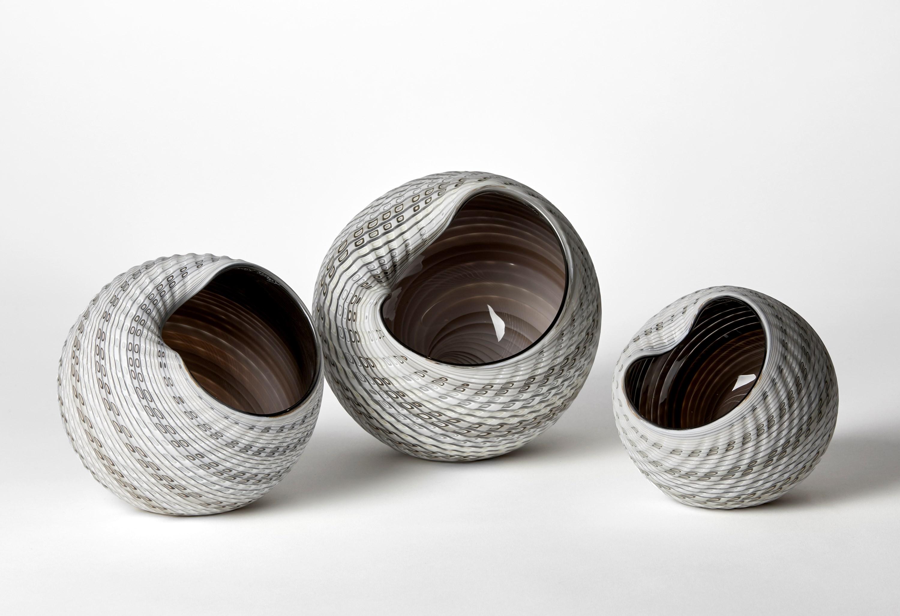 Organic Modern Woven Mandala (Sm I), a textured shell inspired glass artwork by Layne Rowe For Sale
