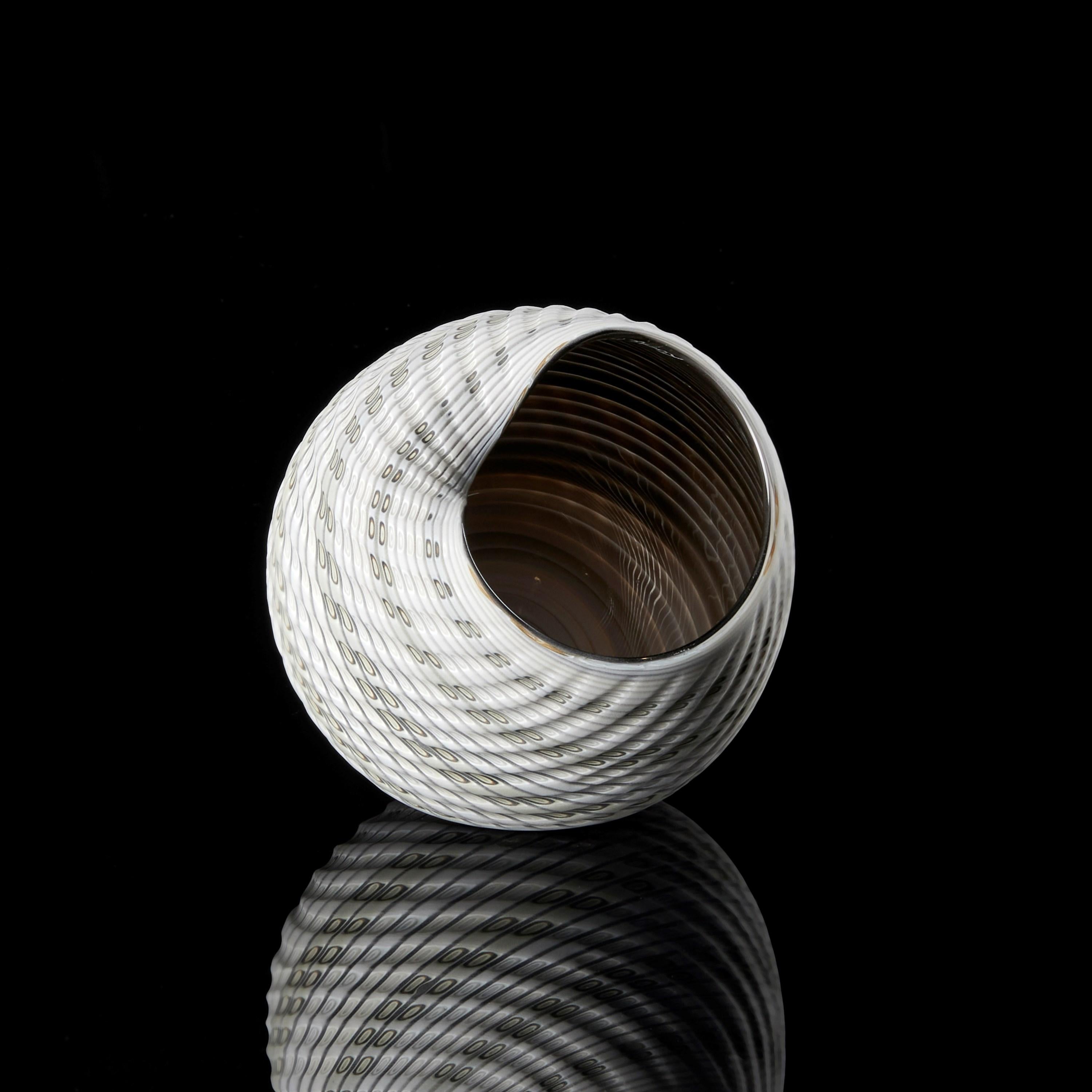 British Woven Mandala (Sm I), a textured shell inspired glass artwork by Layne Rowe For Sale