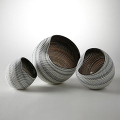 Woven Mandala Trio, an Organic Textured Art Glass Still Life by Layne Rowe
