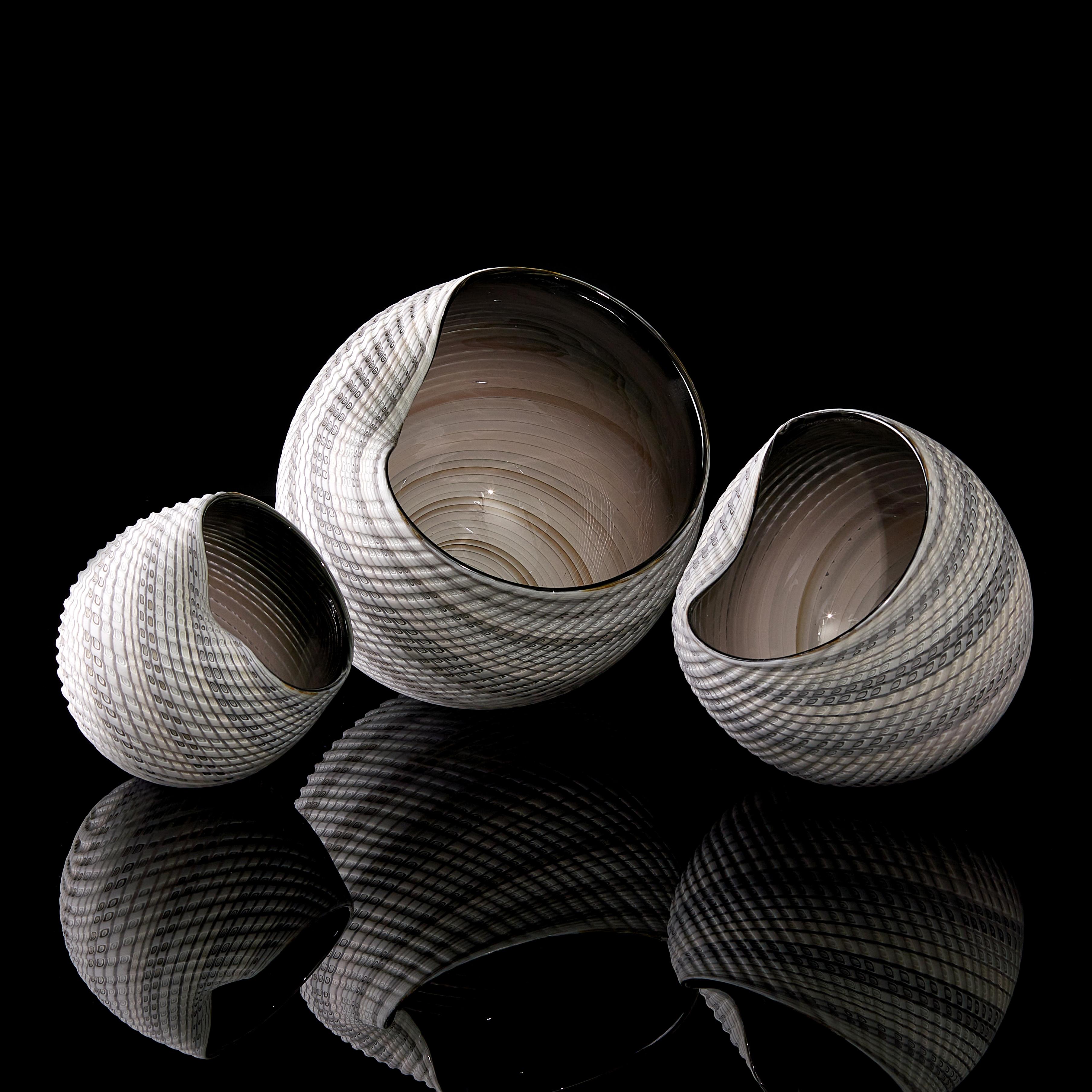 Organic Modern Woven Mandala Trio, an Organic Textured Art Glass Still Life by Layne Rowe
