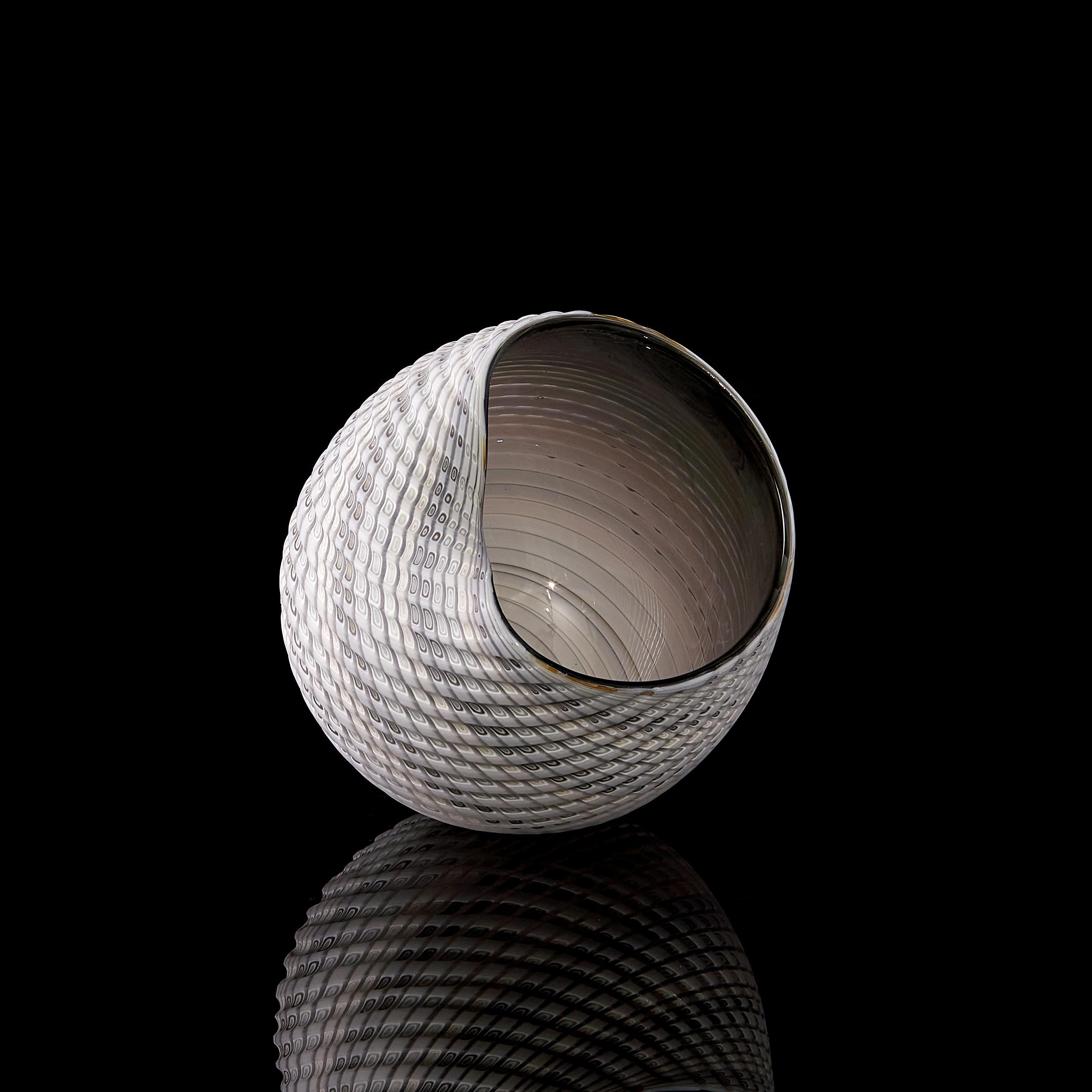 British Woven Mandala Trio, an Organic Textured Art Glass Still Life by Layne Rowe
