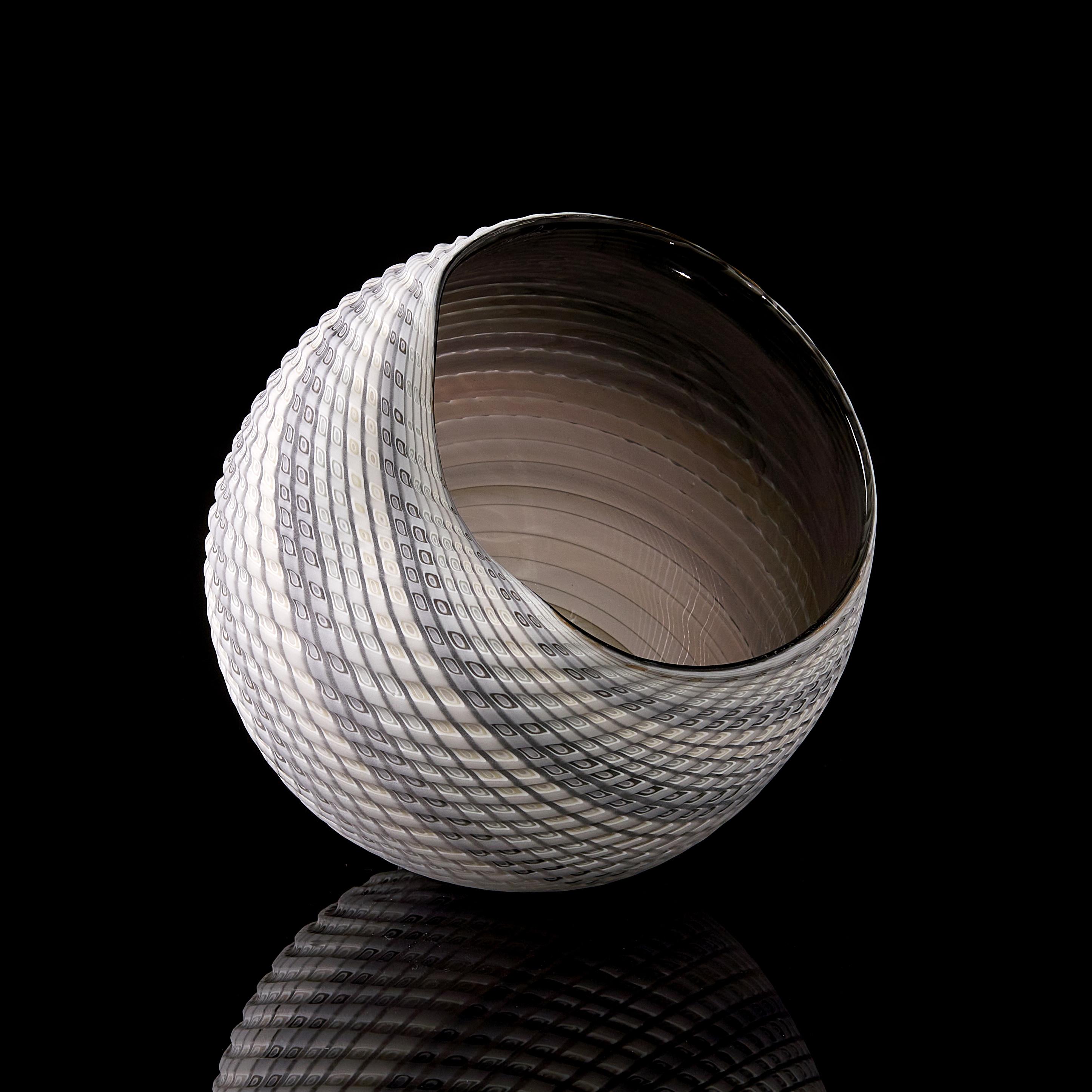Hand-Crafted Woven Mandala Trio, an Organic Textured Art Glass Still Life by Layne Rowe