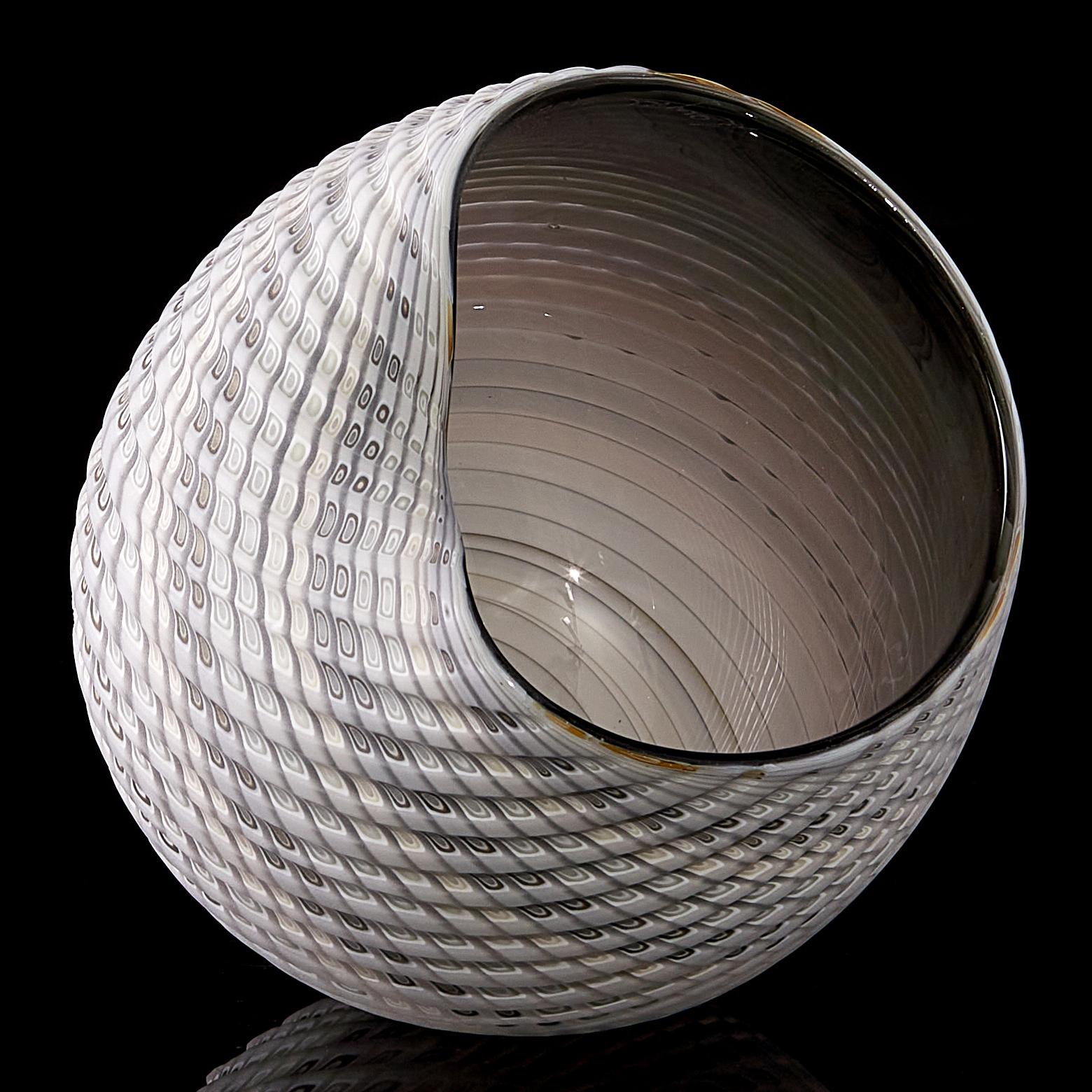 Contemporary Woven Mandala Trio, an Organic Textured Art Glass Still Life by Layne Rowe