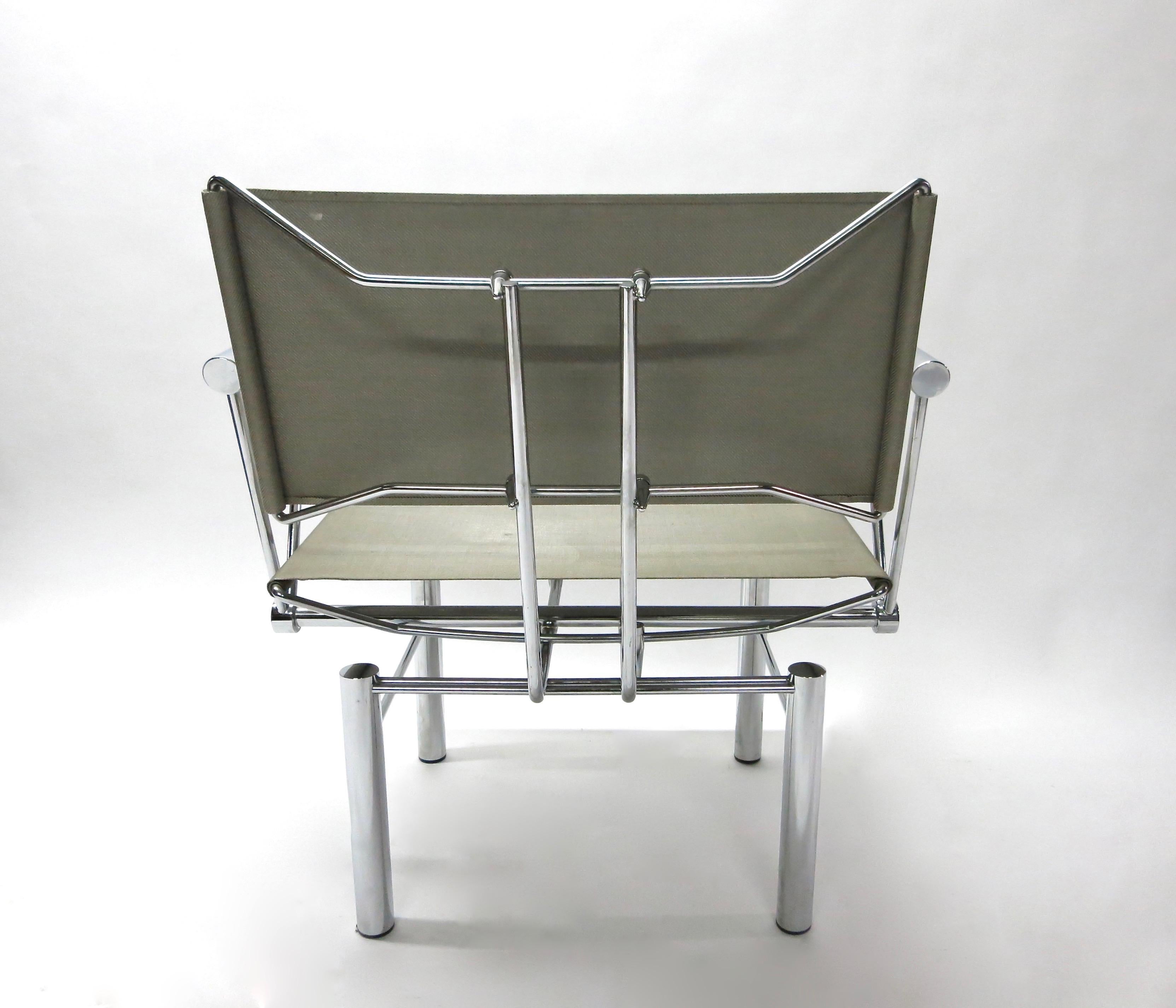 Woven Metal and Steel Series 8600 Chair and Ottoman by Hans Ullrich Bitsch, 1982 2
