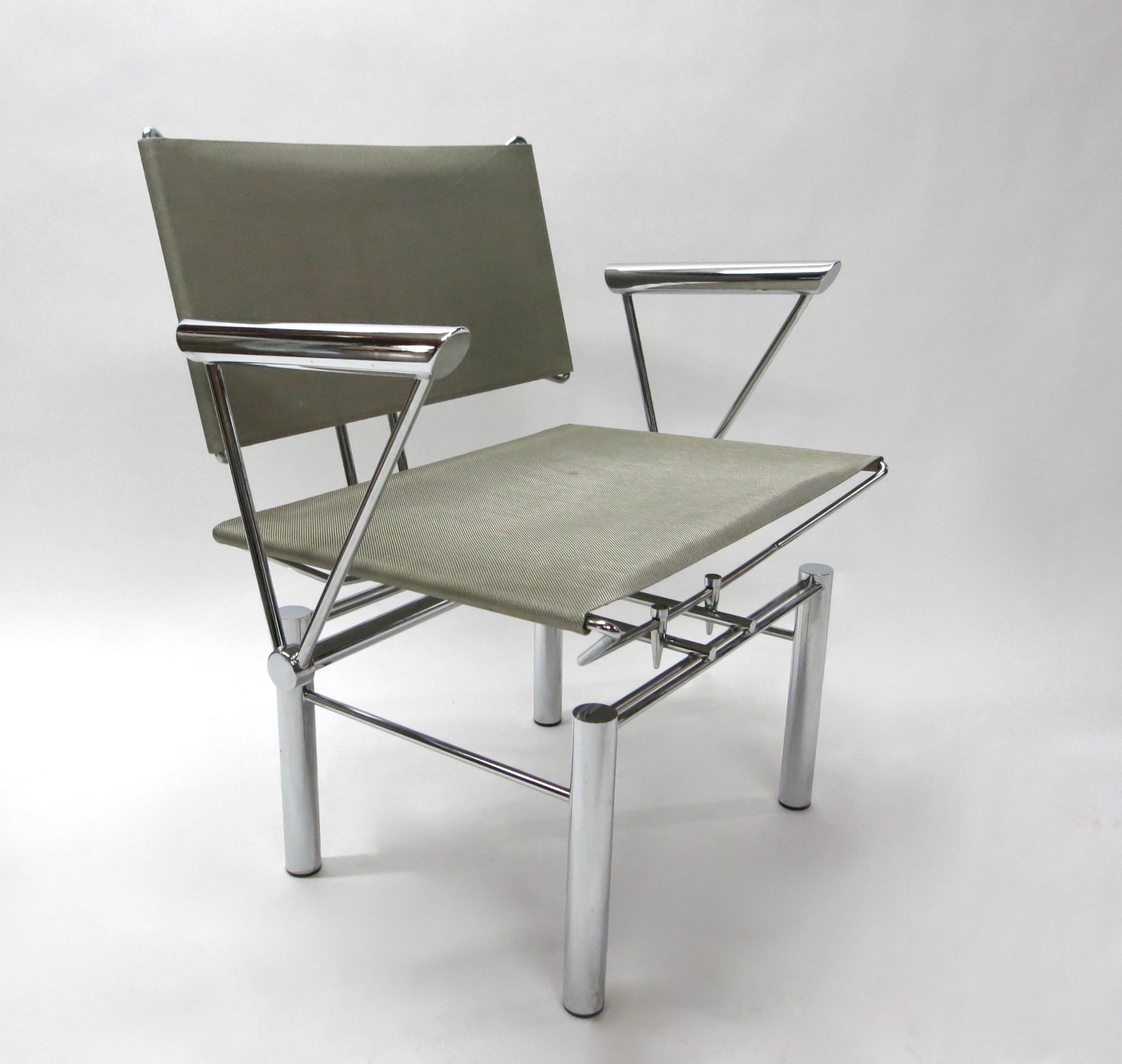 Woven Metal and Steel Series 8600 Chair and Ottoman by Hans Ullrich Bitsch, 1982 3