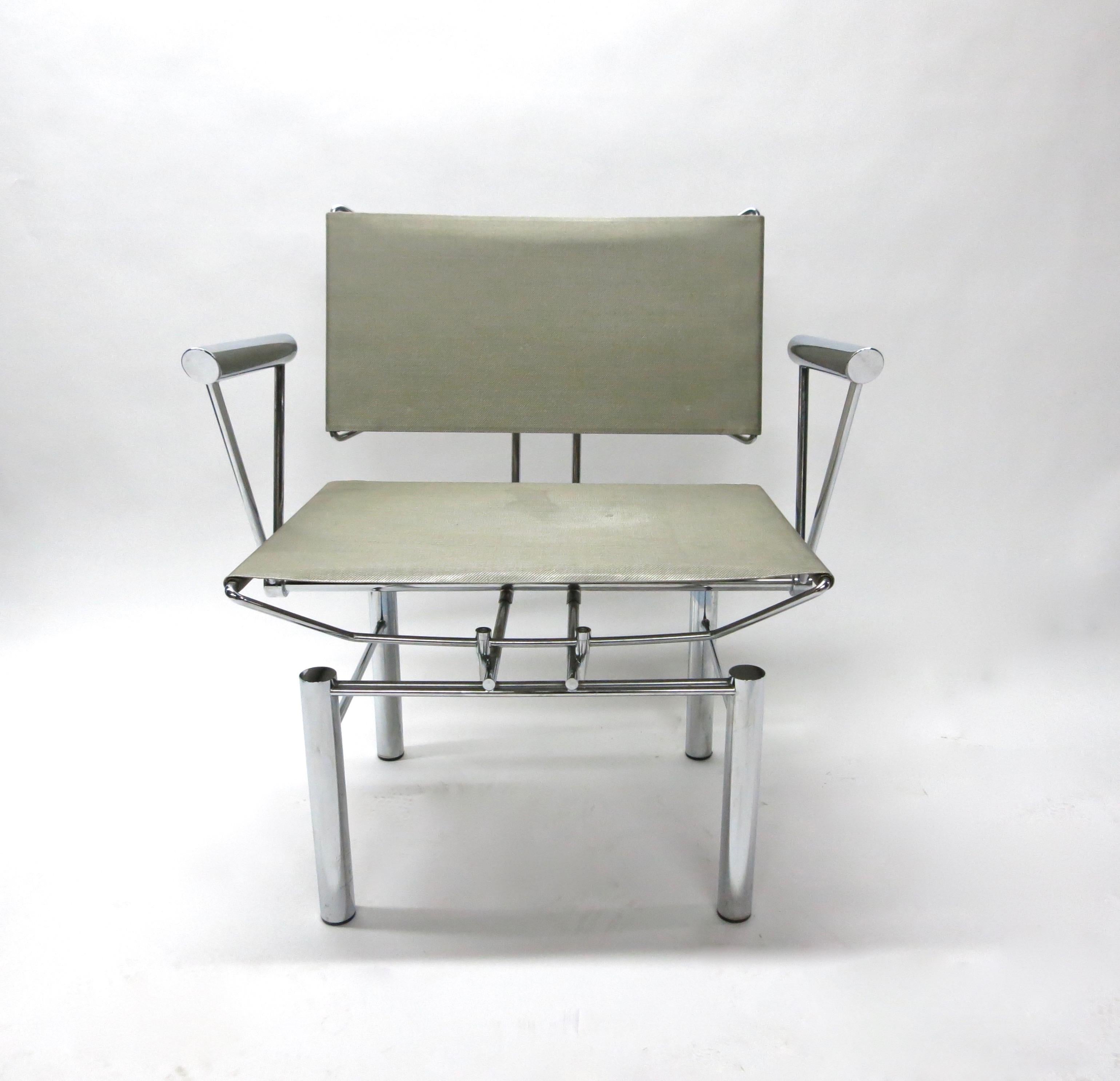 Woven Metal and Steel Series 8600 Chair and Ottoman by Hans Ullrich Bitsch, 1982 4