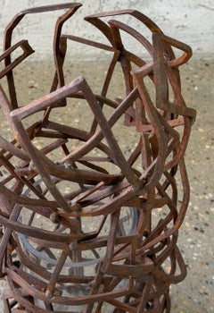 Woven Metal Candle Holder with Glass Vase by Lucy Slivinski