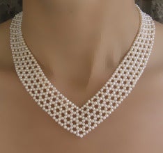 De las mujeres Collar de perlas tejidas, de varios soportes, con cierre de oro en venta