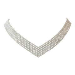 Woven, multi-stand, seed Pearl Necklace with Gold clasp