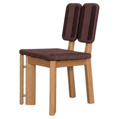 Woven Oak Dining Chair with Burgundy Nylon Cord Atara 02