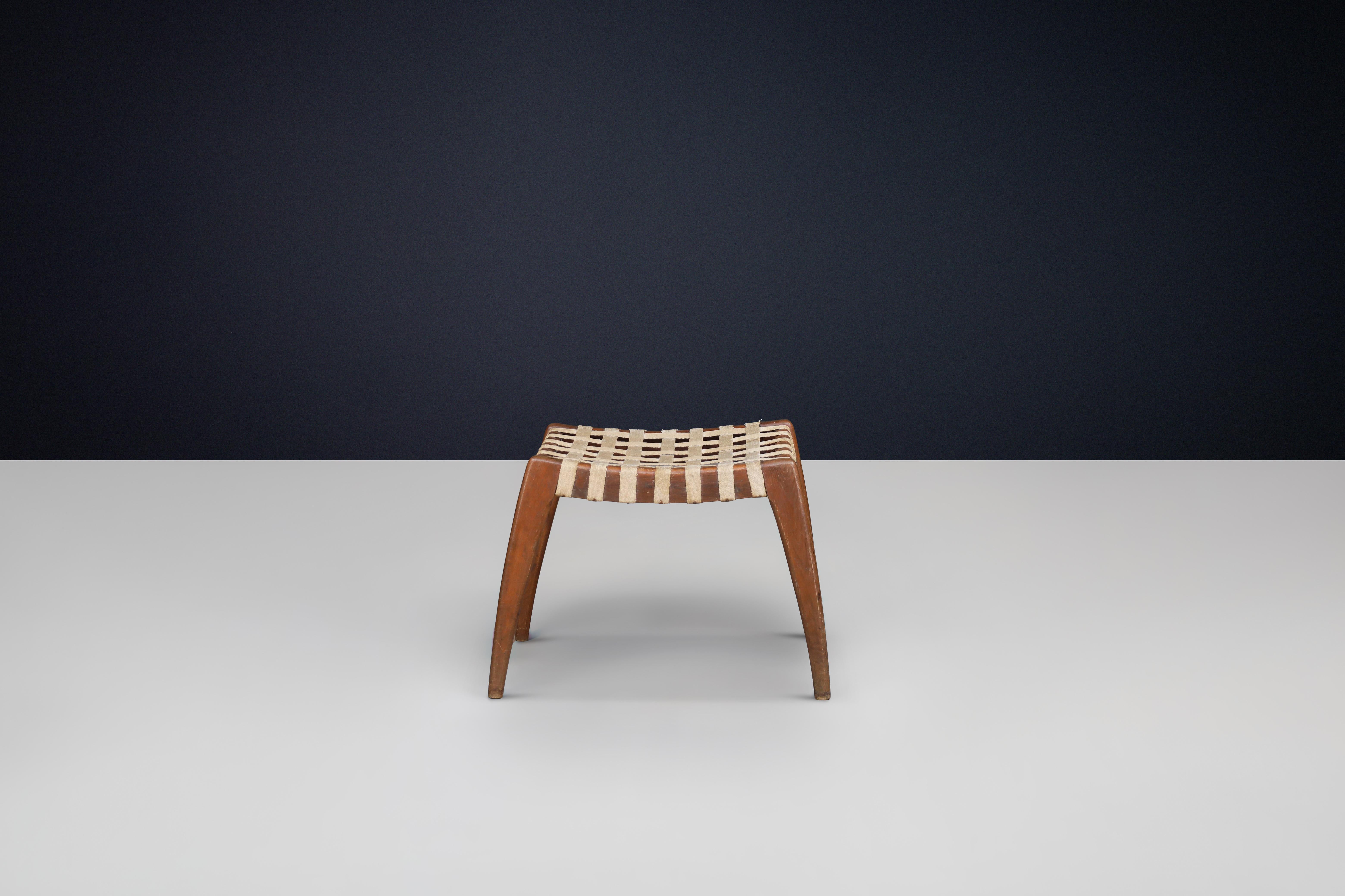Tabouret en Oak Oak tissé par Jan Vaněk pour Krásná Jizba, Tchécoslovaquie, années 1940 en vente 3