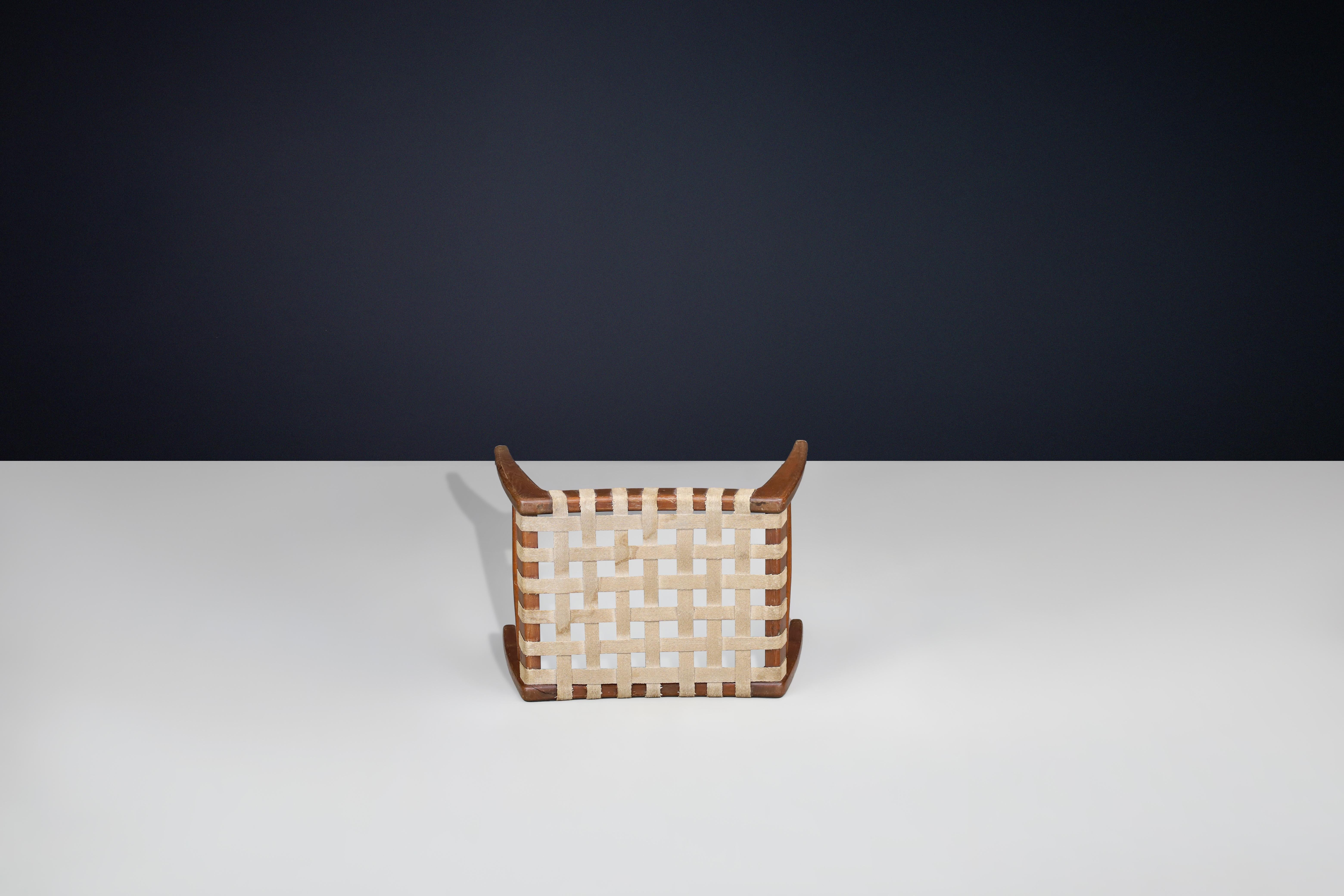 Tabouret en Oak Oak tissé par Jan Vaněk pour Krásná Jizba, Tchécoslovaquie, années 1940 en vente 4