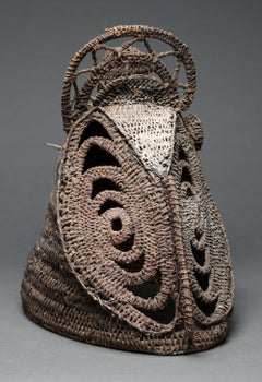 Woven Painted Basketry Old Yam Helmet Mask Sculptural Face Papua New Guinea