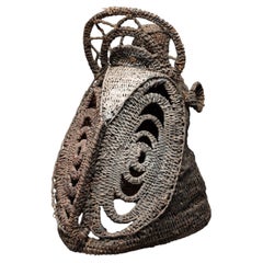 Woven Painted Basketry Old Yam Helmet Mask Sculptural Face Papua New Guinea