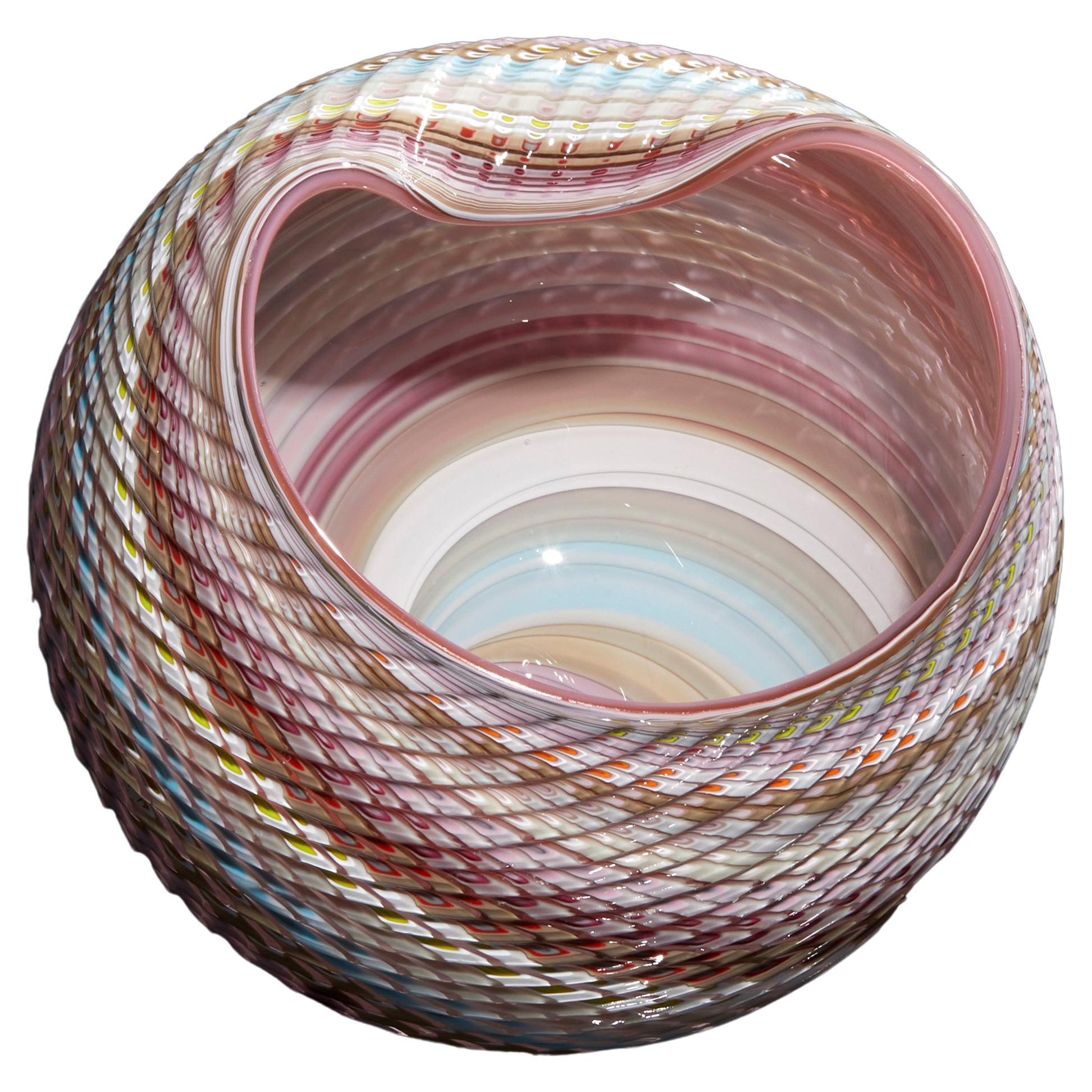 Woven Pastel Mandala No 6, a mixed coloured glass sculpture by Layne Rowe