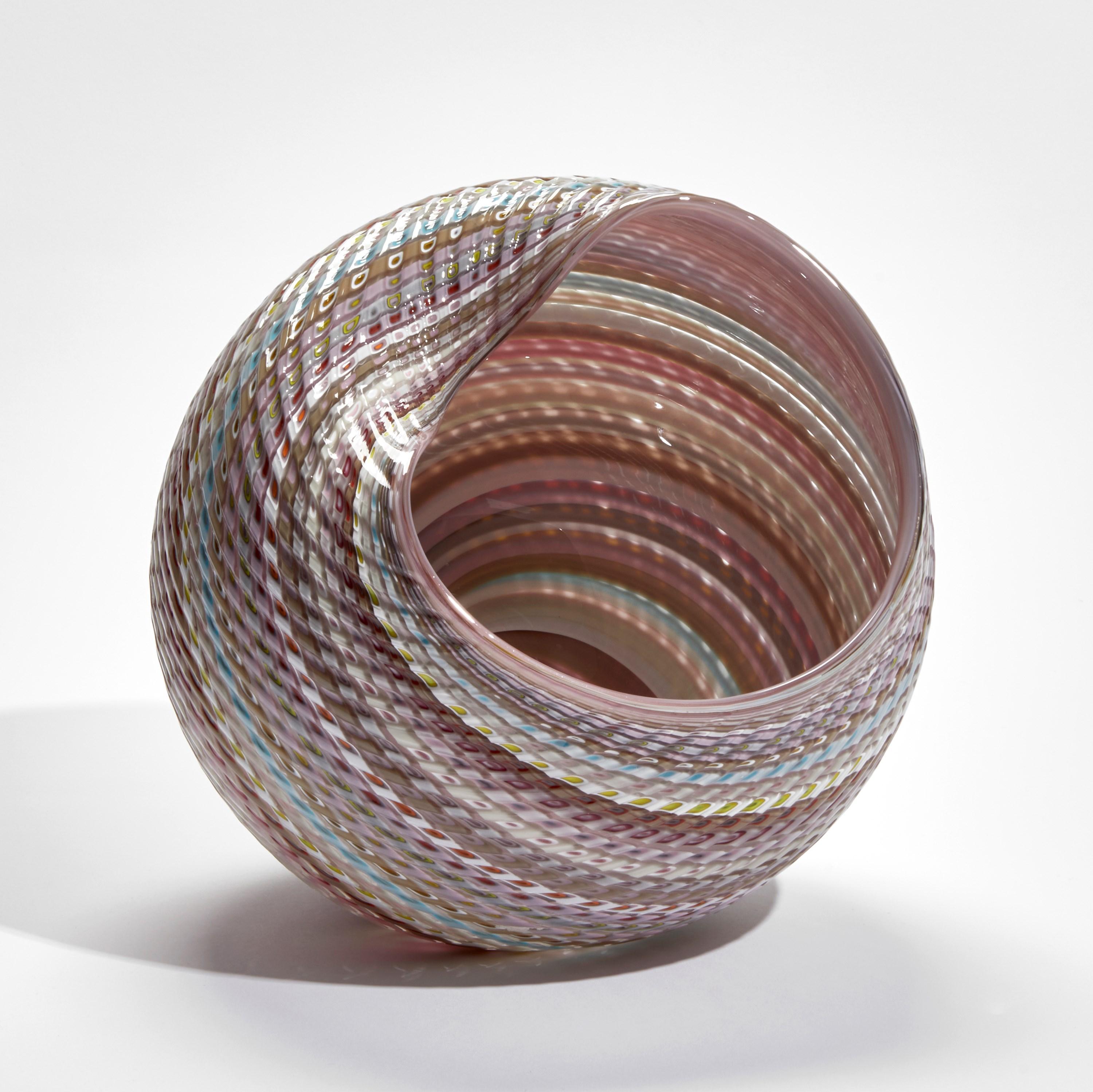 Organic Modern Woven Pastel Mandala No 9, a Multi-Coloured Glass Sculpture by Layne Rowe