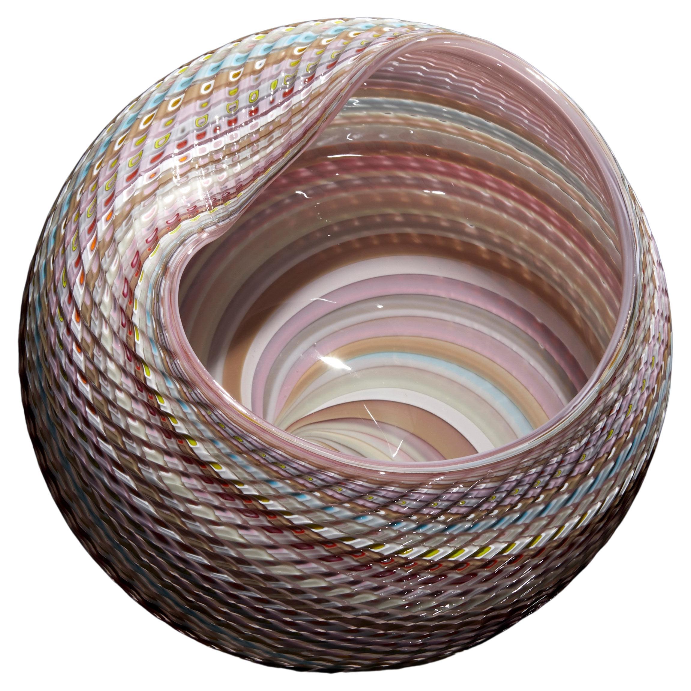 Woven Pastel Mandala No 9, a Multi-Coloured Glass Sculpture by Layne Rowe