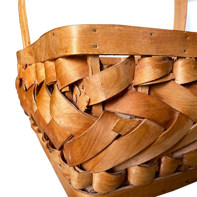 American Woven Porcupine Wood Decorative Basket For Sale