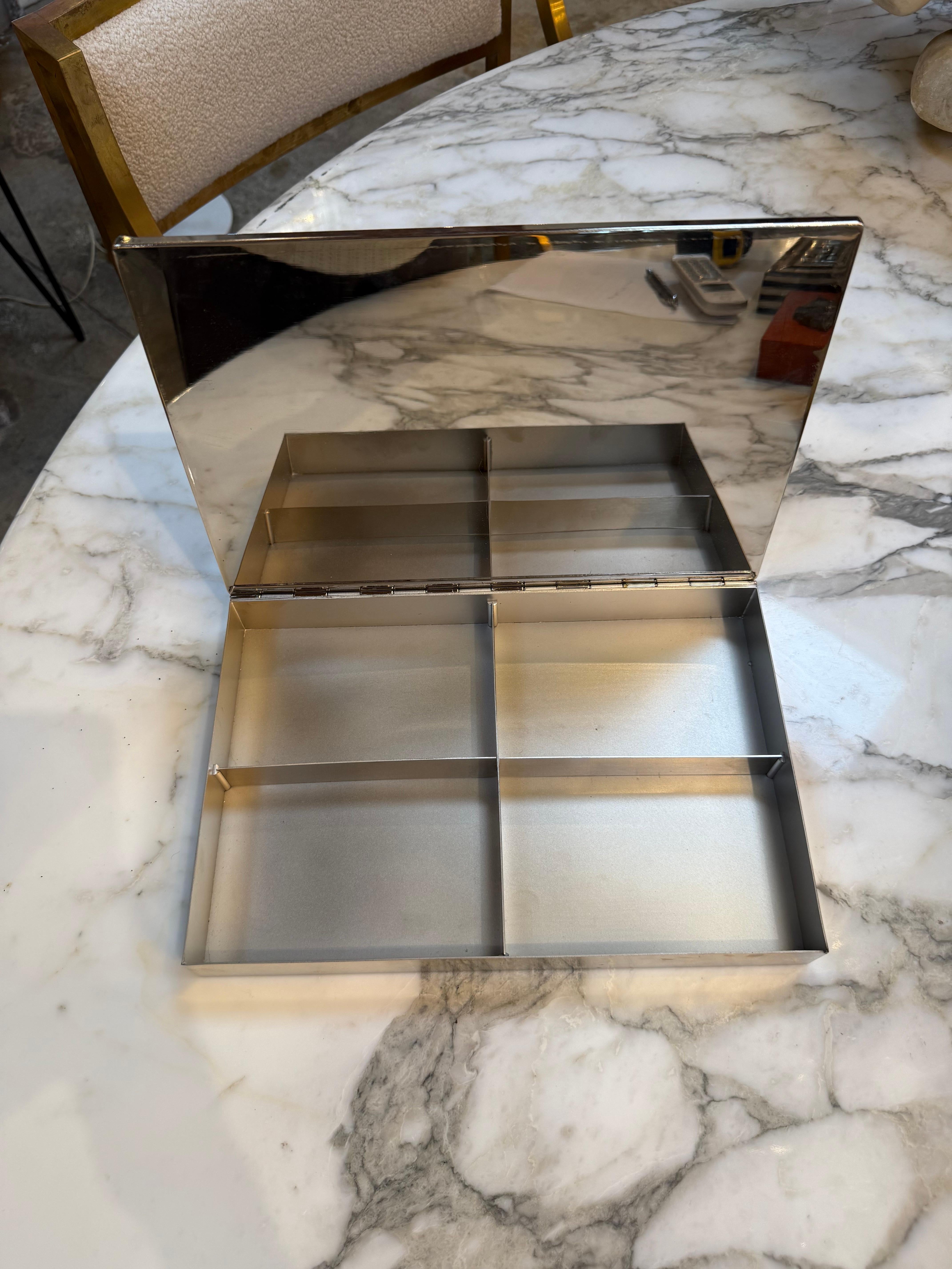 Late 20th Century Woven Rattan and Chrome Inlay Box For Sale