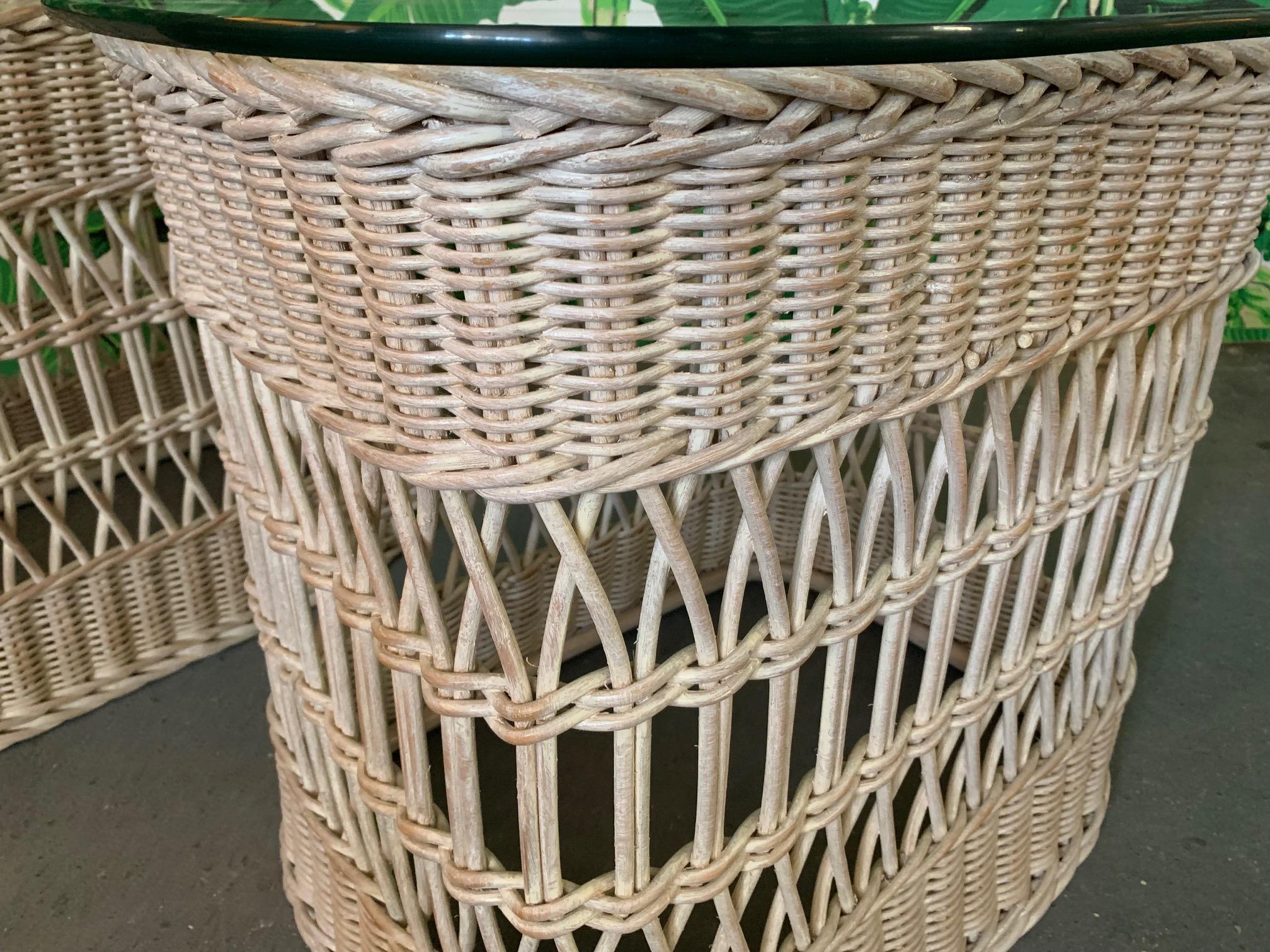 Late 20th Century Woven Rattan and Wicker End Tables