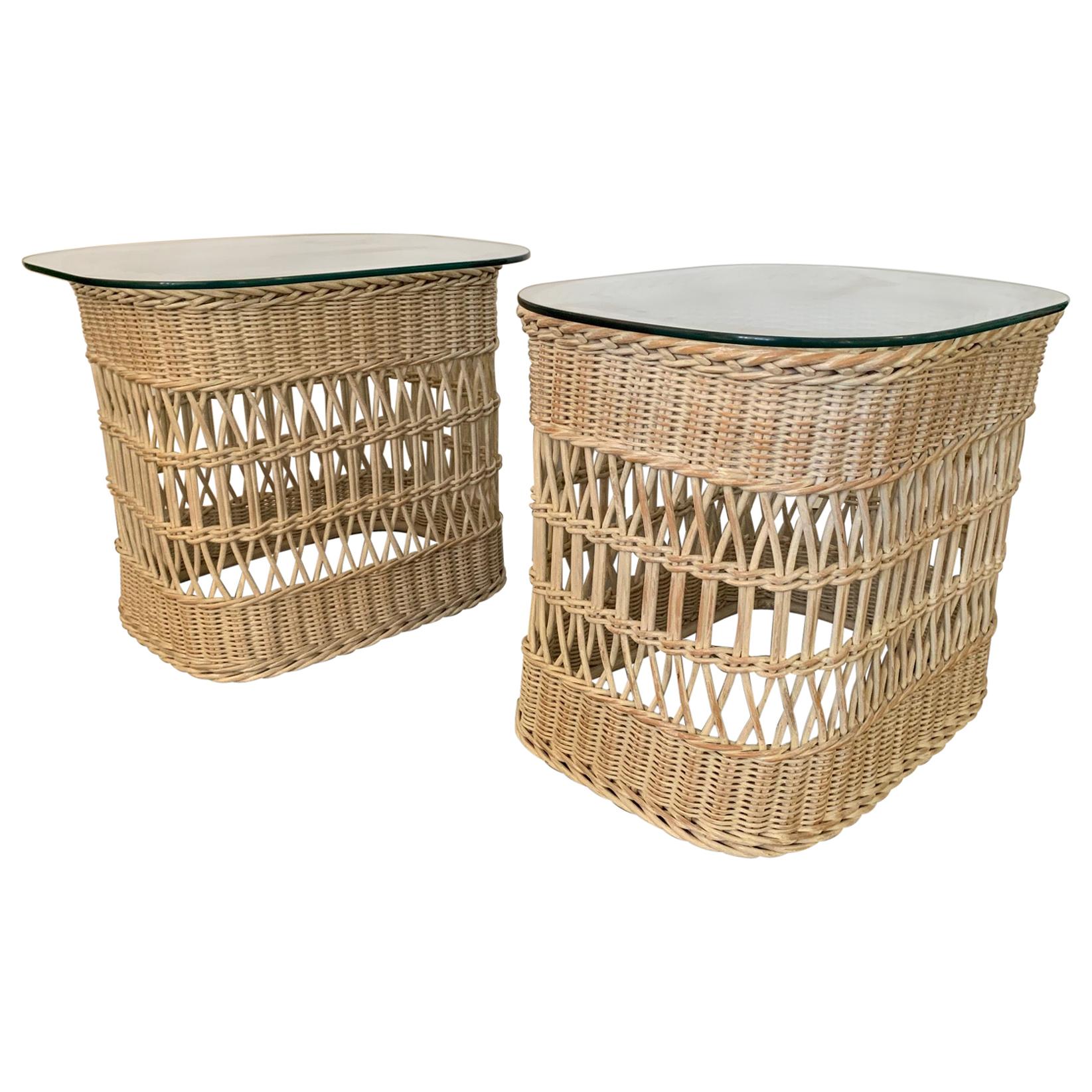 Woven Rattan and Wicker End Tables