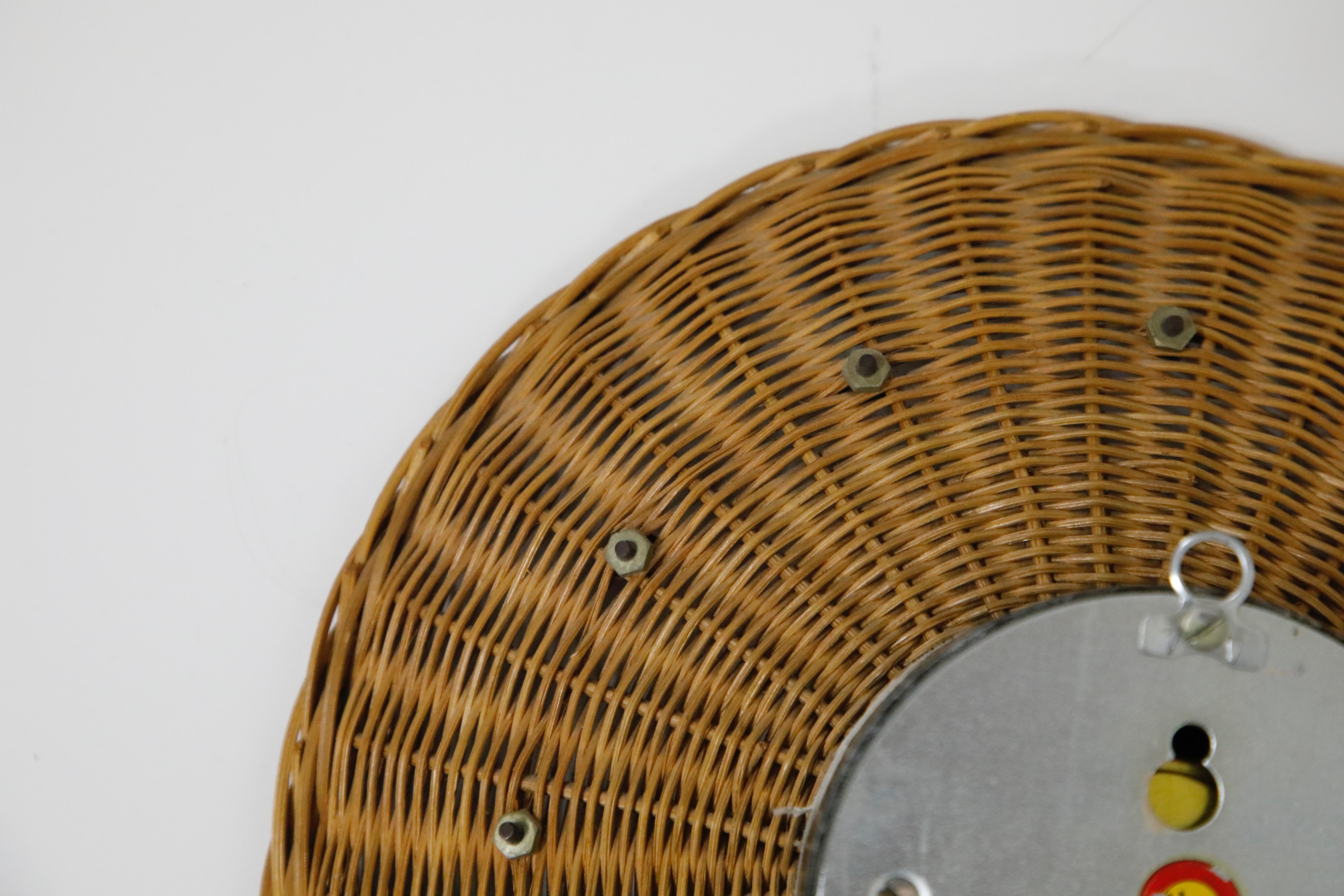 Woven Rattan 'Basket Clock' by George Nelson for Howard Miller, 1950s, Rare 1