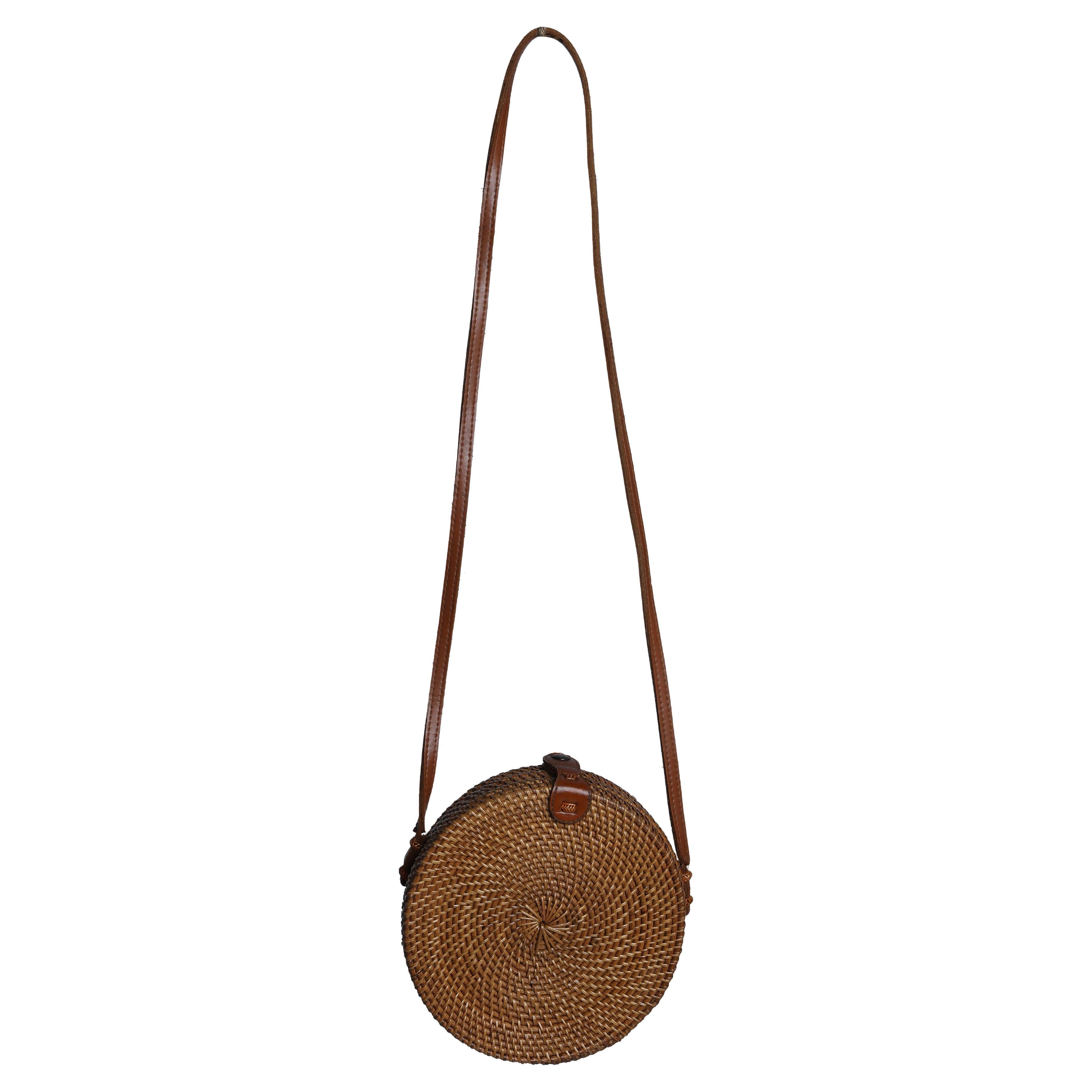 Woven Rattan Basket Cross-Body Purse