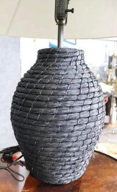 Woven Rattan & Brass Stamped Ralph Lauren Lamp