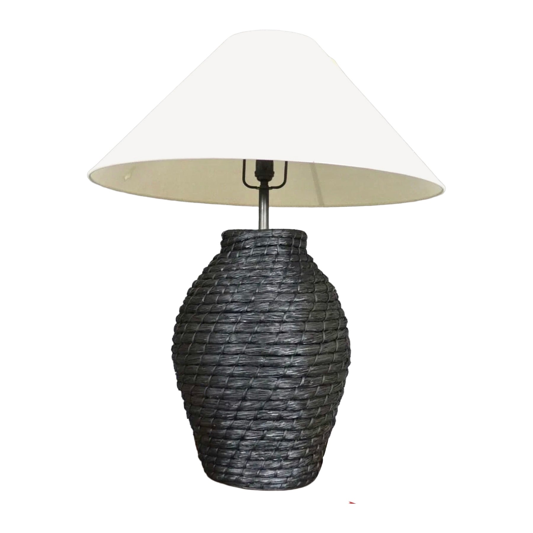 Woven Rattan & Brass Stamped Ralph Lauren Lamp For Sale