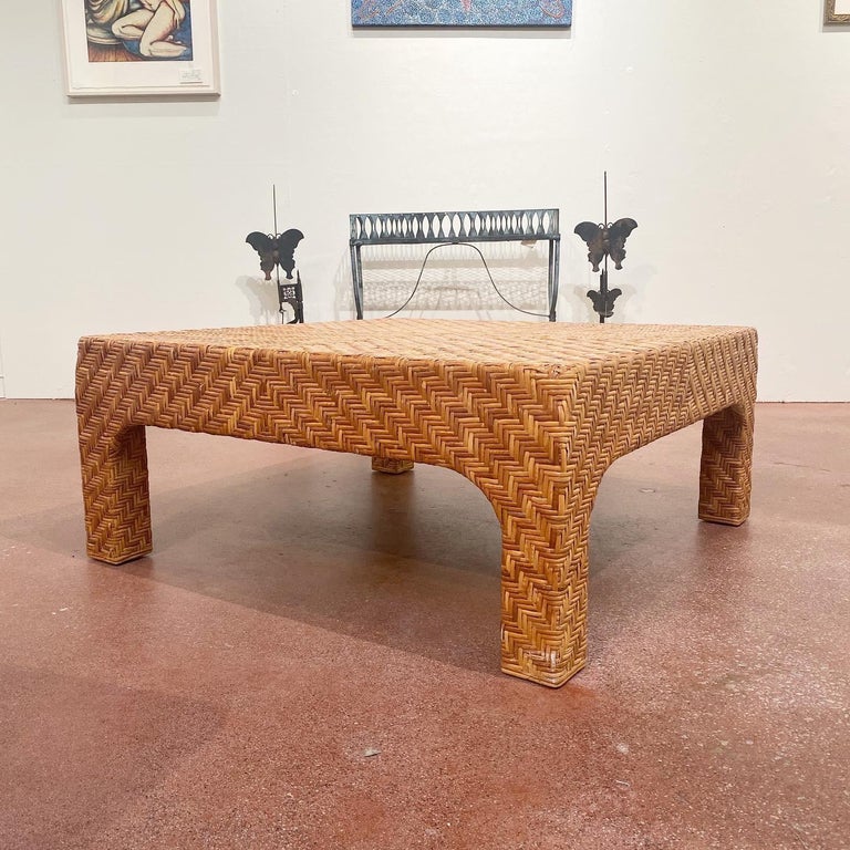 Woven Rattan Coffee Table For Sale at 1stDibs
