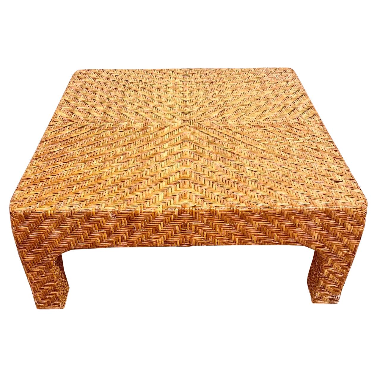 Rattan and Twig Mosaic Coffee Table at 1stDibs