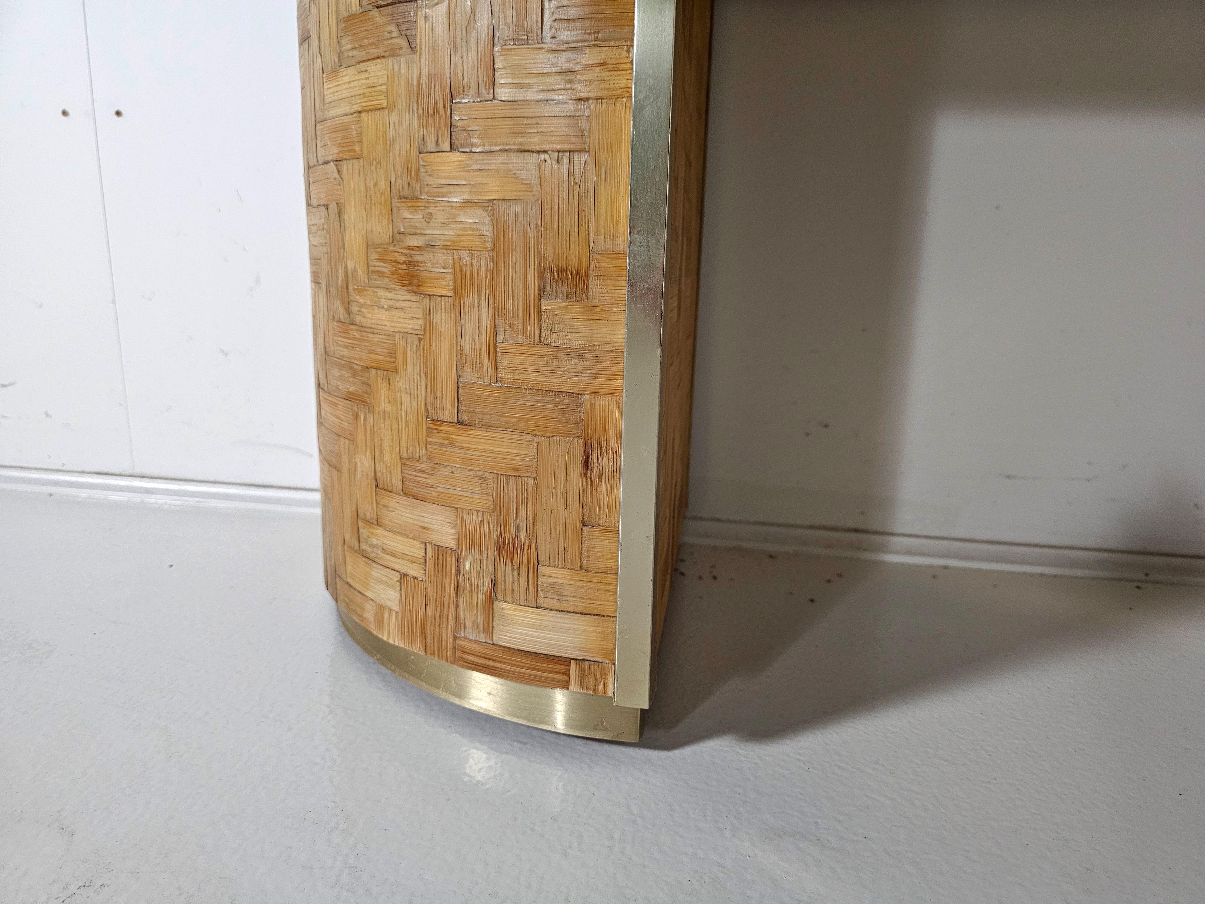 Woven Rattan Console/Vanity table with matching mirror, Italy, 1970s 4