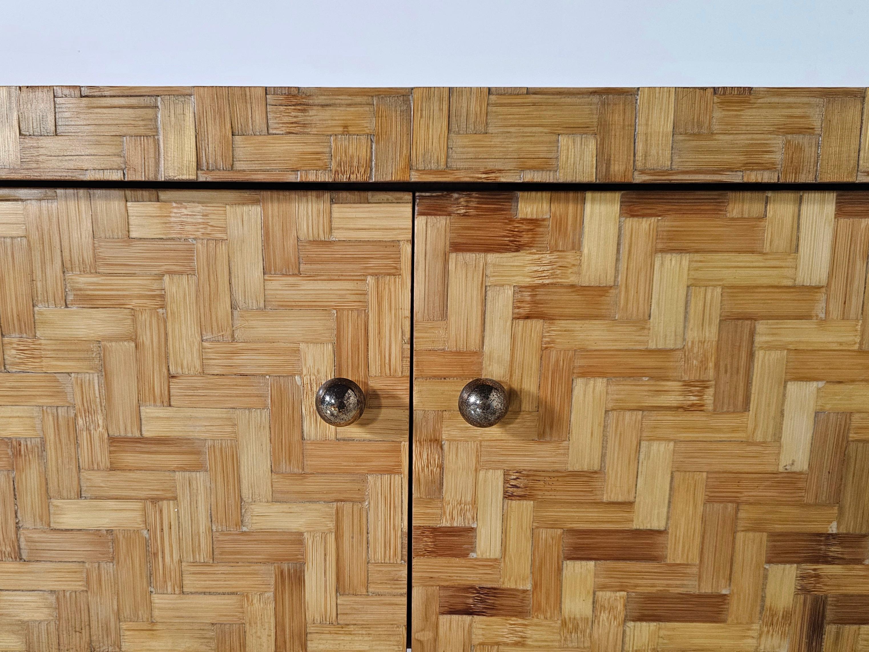 Woven Rattan Console/Vanity table with matching mirror, Italy, 1970s 5