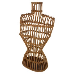 Geflochtenes Rattan Weiblicher Torso Kleiderform, 1950er Jahre