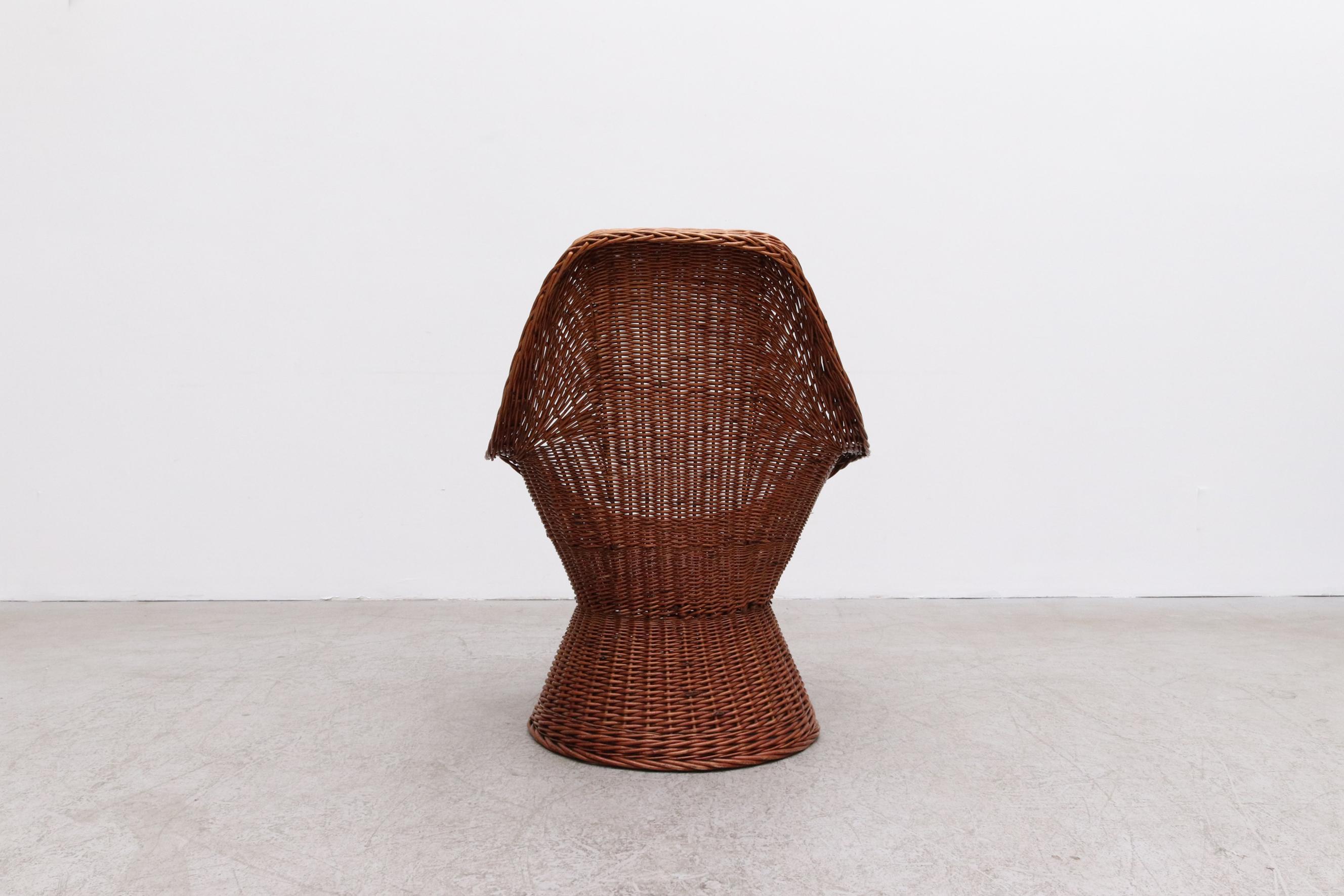 20th Century Woven Rattan High Back Lounge Chair