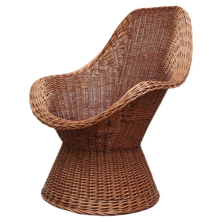 Woven Rattan High Back Lounge Chair